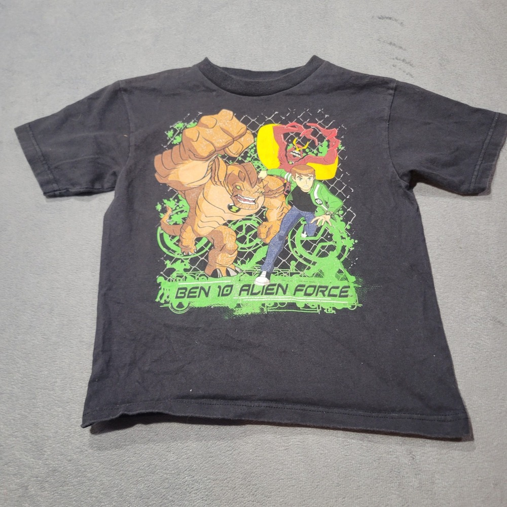 Cartoon Network Ben 10 Alien Force Boy Black Graphic T-Shirt Humungousaur Y2K